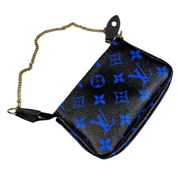 Louis Vuitton Handbags - Louis Vuitton Black & Digital Blue mini Pochette Accessories bag wristlet LV LE